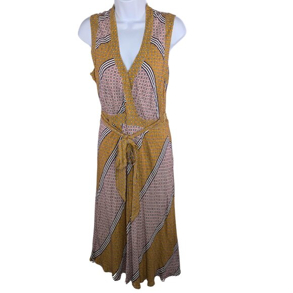 Maeve Dresses & Skirts - NWT Anthropologie Maeve Women's 8 Carla Wrap Dress Pink Yellow Boho Cottagecore